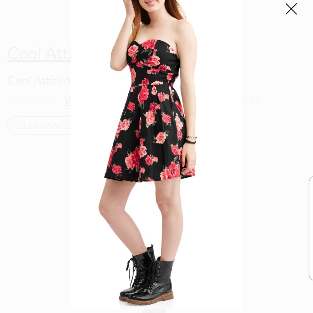 New cute black floral  mini dress